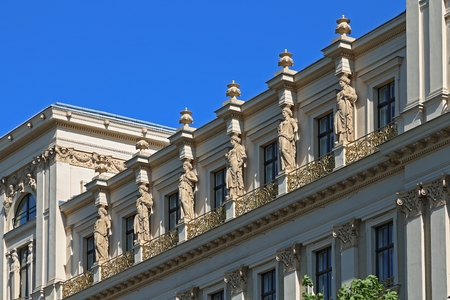 Statues on the house in the famous historical ring street of the city - Ringstrasseの写真素材