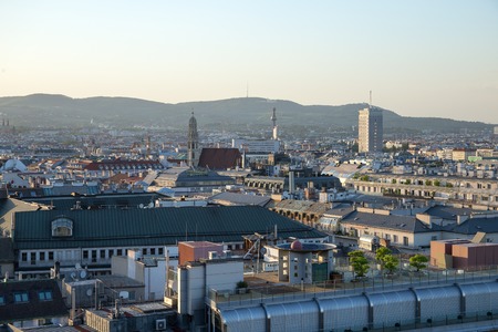 Vienna panorama from the roof of Stefansdom (St. Stephan's cathedral), Austriaのeditorial素材