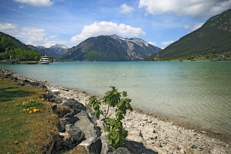 Achensee lake in mountains of Tyrol, Austriaの写真素材