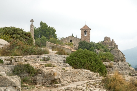 A small rural church of Siurana, a highland village of the municipality of the Cornudella de Montsant in the comarca of Priorat, Tarragona, Catalonia, Spain.の写真素材