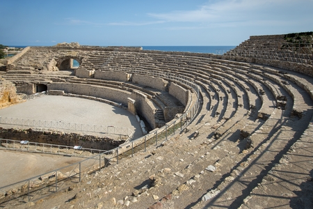 Roman amphitheatre ruins in Tarragona, Catalonia, Spain
