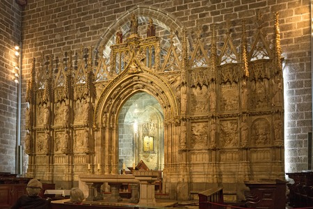 Valencia, Spain - September, 12, 2018. The Holy Grail in Valencia Cathedral interior. The church has different architectural styles - roman, gothic and baroque - which make in the main historical landmark of the cityのeditorial素材
