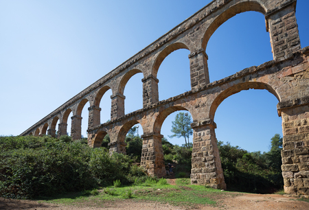 Roman aqueduct 'El ponte del Diablo' (The Bridge of the Devil) near Tarragona, Catalonia, Spainの写真素材