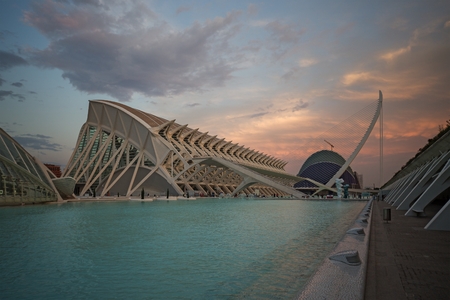science museum in Ciudad de las Artes y las Ciencias (City of Arts and Sciences)- State-of-the-art science and art complex set within a landscaped park with a huge aquarium and IMAX screen in Valencia, Spainのeditorial素材