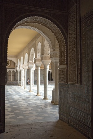 Seville, Spain - May, 9, 2019. Casa de Pilatos (Pilate's House) is an Andalusian palace which serves as an example of an Renaissance building with Mudéjar elements and decorationsのeditorial素材