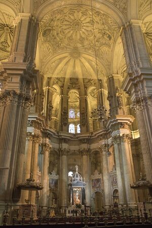 Malaga, Spain - May, 11, 2019. The cathedral of Malaga interior. It was constructed between 1528 and 1782 and one of two its towers is left semi-built.のeditorial素材