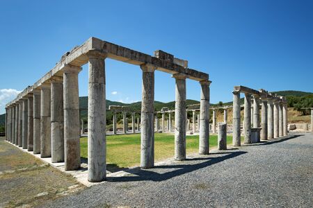 Ancient Messene city ruins of gymnasium, Peloponnese, Greeceの写真素材