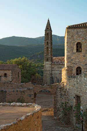 The Church of St. Spyridon in Old Kardamili, Peloponnese, Greeceの写真素材