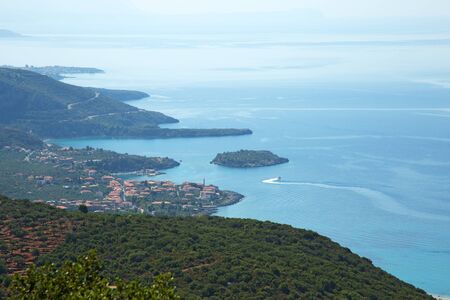 Coast landscapes near Kardamili town at Messinian Bay, South Peloponnese, Greeceの写真素材