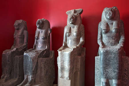 Vatican, Italy - January, 04, 2020. Ancient Egypt statues on display of the Museums of Vatican. The Museum holds one of the biggest collection of ancient Egypt art objects.のeditorial素材