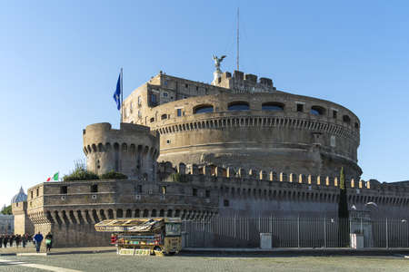 Rome, Italy - January, 6, 2020. The Castle of the Holy Angel. Initially built as a mausoleum for emperor and his family. The building was later used as a castle, and is now a museum.のeditorial素材