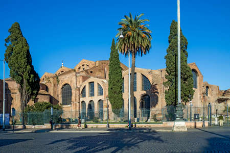 Rome, Italy - January, 8, 2020. Former Baths of Diocletian, were public baths in ancient Rome. Now it is the part of Roman National Museum and has a lot of ancient art objects.のeditorial素材