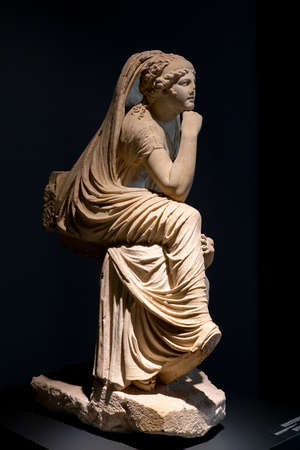Rome, Italy - January, 8, 2020. Ancient statues on display of National Roman Museum. It shows exhibits from the pre- and early history of Rome, with a focus on archaeological findingsのeditorial素材