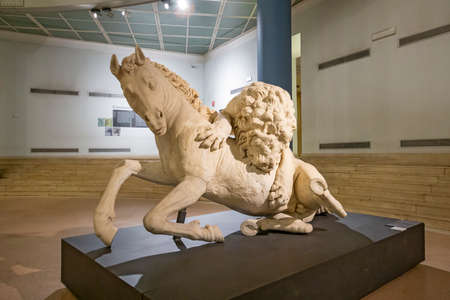 Rome, Italy - January, 6, 2020. Ancient statues on display of Capitoline Museums. It is an archaeological museums on top of the Capitoline Hill in Romeのeditorial素材