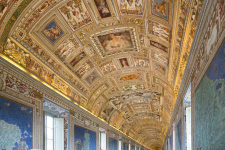 Vatican, Italy - January, 4, 2020. Ceiling of the Museum of Vatican. The Museum is one of the most famous travel distinations of the world.のeditorial素材