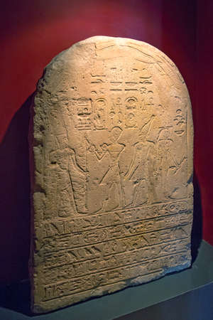 Vatican, Italy - January, 04, 2020. Ancient Egypt bas-relief on display of the Museums of Vatican. The Museum holds one of the biggest collection of ancient Egypt art objects.のeditorial素材