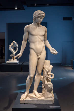 Rome, Italy - January, 8, 2020. Ancient statues on display of National Roman Museum. It shows exhibits from the pre- and early history of Rome, with a focus on archaeological findingsのeditorial素材
