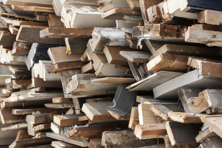 Pile of old, dirty wood because of home improvement or renovation