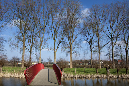 Connected by a red bridgeの写真素材