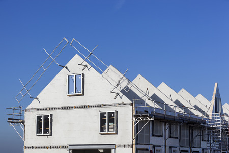Construction site with houses with prefabricated walls in the Netherlandsの写真素材