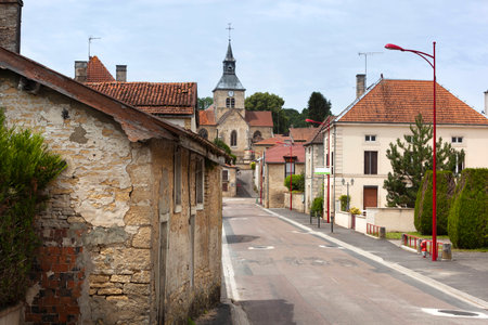 Typical tranquil village street at Doulevant le Ch?teau in Franceの写真素材