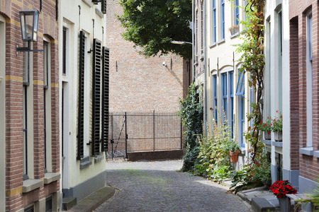 Old picturesque street in the city center of Zutphen in the Netherlandsの写真素材