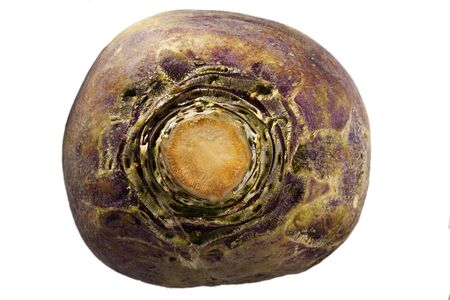 Isolated raw healthy vegetable swede seen from above