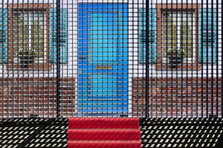 Lockdown or locked up in quarantine in a house manipulated conceptの写真素材