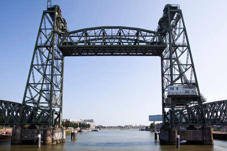 Old railroad bridge De Hef in Rotterdam in the Netherlandsの写真素材