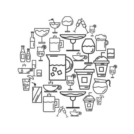 Set of Drinking Icon with Outlineのイラスト素材