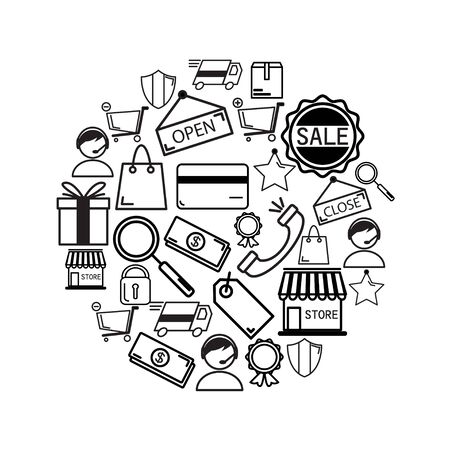 Set of E-Commerce Icon with Outlineのイラスト素材