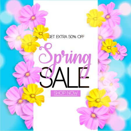 Spring sale background with flowersのイラスト素材