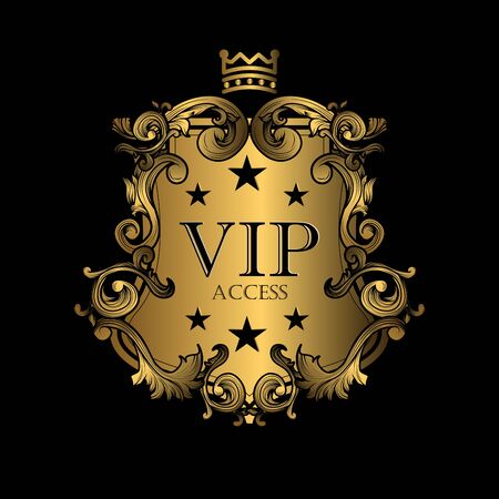 VIP illustration badges decorative frame in vintage style with retro border for premium ornament vectorのイラスト素材
