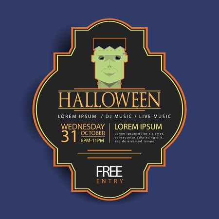 vector set of happy halloween vintage badges, emblems and labels. halloween party templatesのイラスト素材
