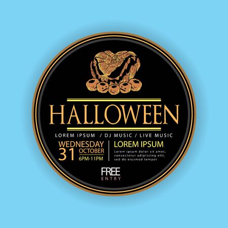 vector set of happy halloween vintage badges, emblems and labels. halloween party templatesのイラスト素材