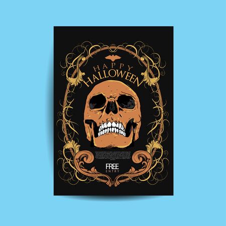 halloween night party with scary design background for invitation card poster flyer. invitation template for Halloween partyのイラスト素材