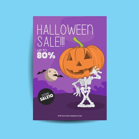 Halloween sale poster. Vector illustration. Sale, discount or offer for Happy Halloween.のイラスト素材