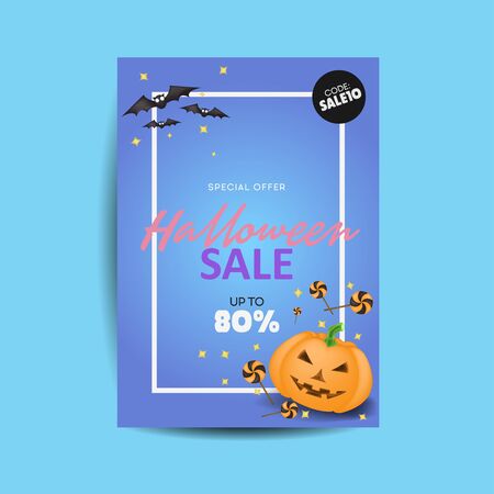 Halloween sale poster. Vector illustration. Sale, discount or offer for Happy Halloween.のイラスト素材