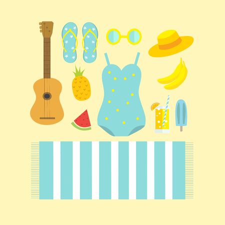 Summer tropical vector design for illustration with exotic, beach wearのイラスト素材