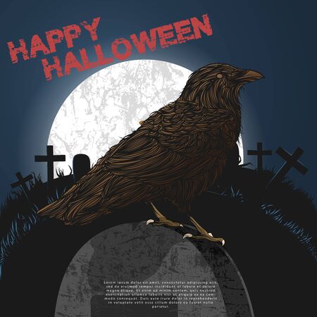 Halloween night background with full Moon illustrationのイラスト素材