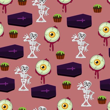 Vector seamless pattern for Halloween. Halloween patterns can be used for scrapbook, paper, textile print, cover. Vector collection of Halloween celebration pattern and spooky partyのイラスト素材