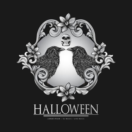 vector happy halloween luxury vintage badges, emblems and labels. halloween party templatesのイラスト素材