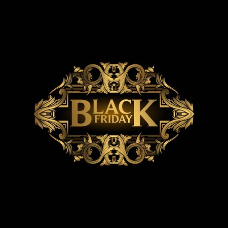 Black Friday sale, banner, poster, logo. Luxury gold. Advertising Poster design. Sale Discount banners, labels, prints posters, web presentation. Vector illustration.のイラスト素材