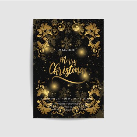 Merry Christmas sparklers in shape of Christmas wreath on black background. Object, Symbol and elements, vector illustrationのイラスト素材