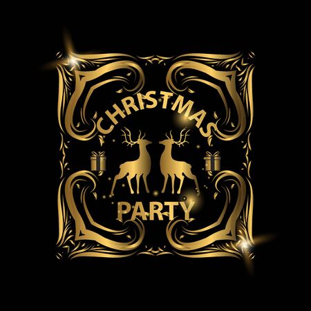 Merry Christmas luxury on black background. Shining Gold. Vector illustrationのイラスト素材