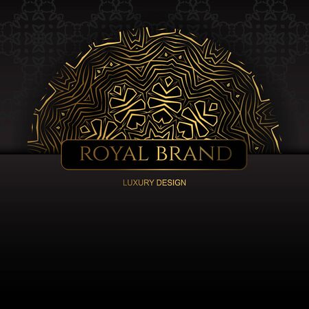 Luxury Background with Gold Color. templates with design element ornament, label, logo. made with golden luxury flower on ornament backgroundのイラスト素材