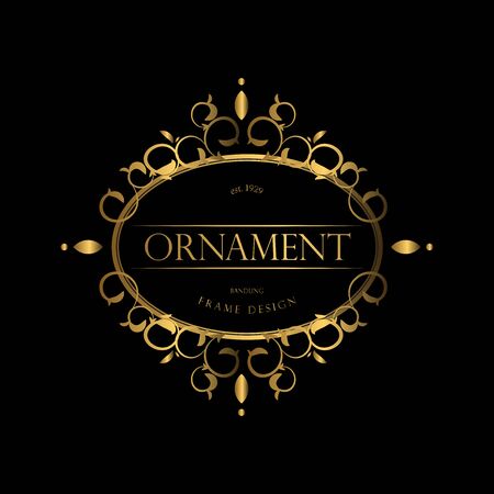 Luxury Background with Gold Color. templates with design element ornament, label, logo. made with golden luxury flower on ornament backgroundのイラスト素材