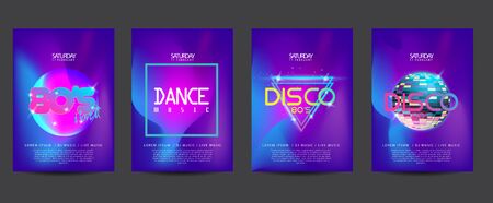 electronic dance music cover template for club party flyer, colorful waves with gradient backgroundのイラスト素材