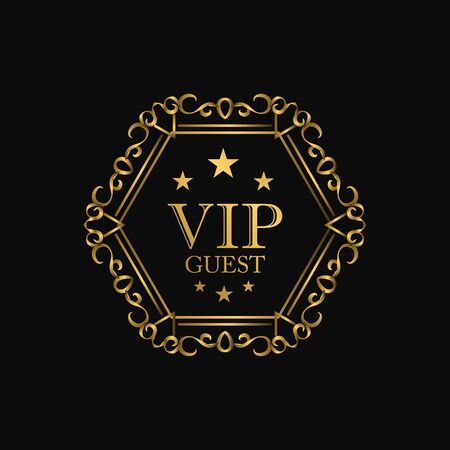VIP party premium invitation card with luxury gold design. Black and golden design template. Decorative background with ornament patternのイラスト素材