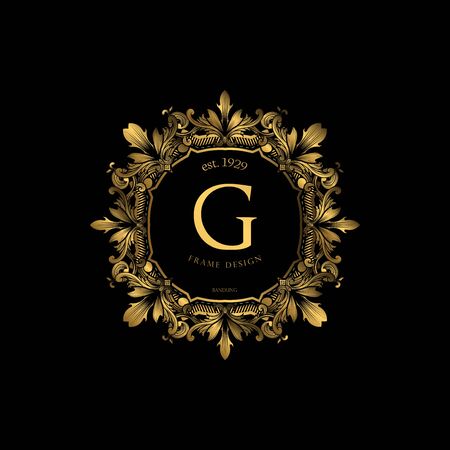 Luxury Background with Gold Color. templates with design element ornament, label, logo. made with golden luxury flower on ornament backgroundのイラスト素材